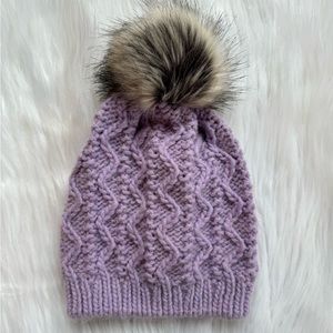 Women’s Nardi & Tagliaferri Lilac Light Purple Knit Winter Pom Pom Hat